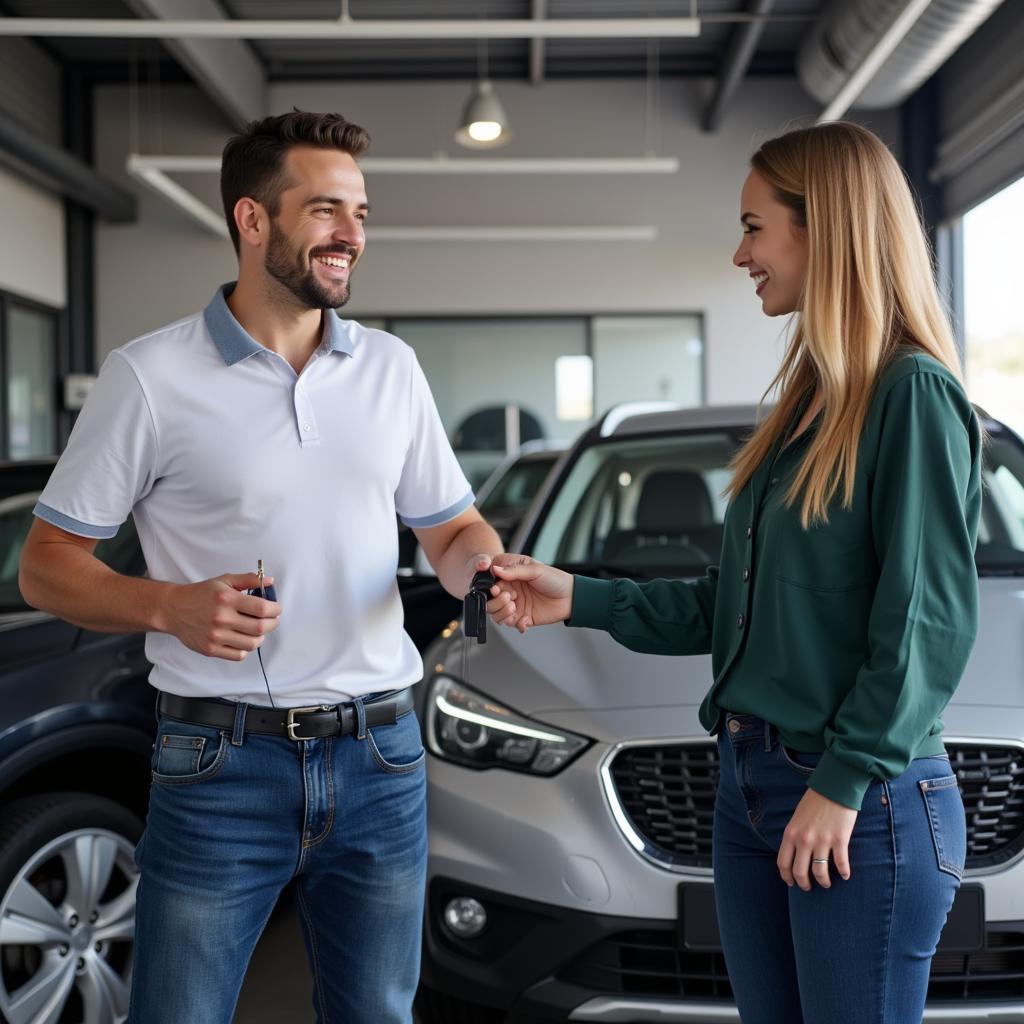 Customer Receiving Car After Service is Complete