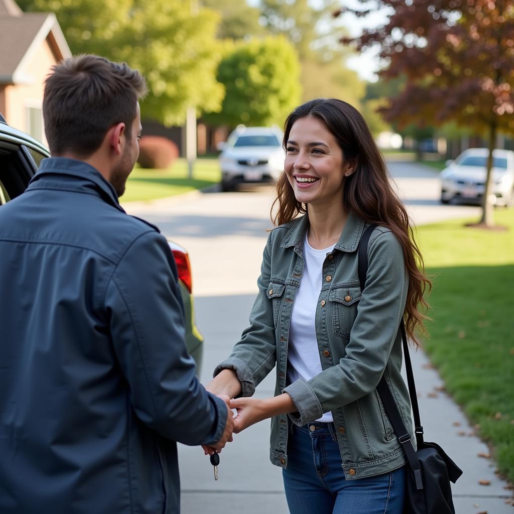 Customer Receiving Their Delivered Car