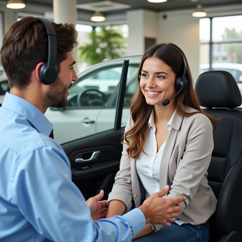 Customer Service Representative Helping Client with Car Issue