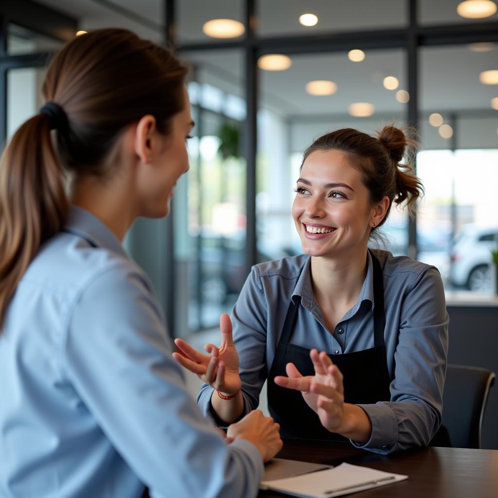 Customer Service Representative Talking to Customer