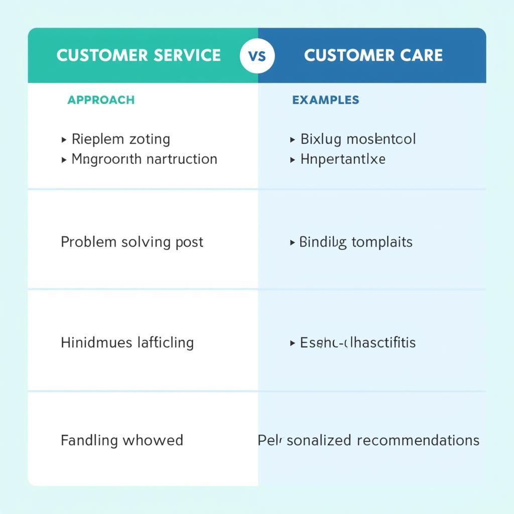 Customer Service vs. Customer Care Comparison Table