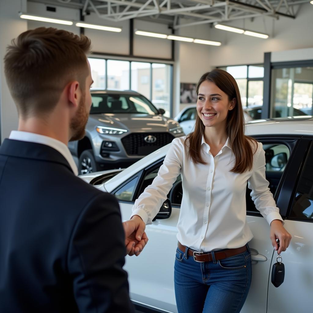 Customer test driving a new car while their vehicle is being serviced