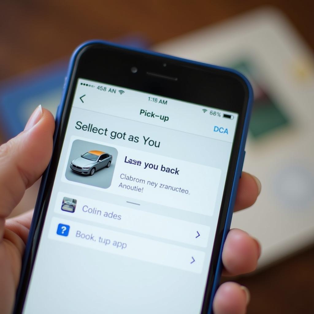 Person booking a car service on their smartphone via a dedicated app.