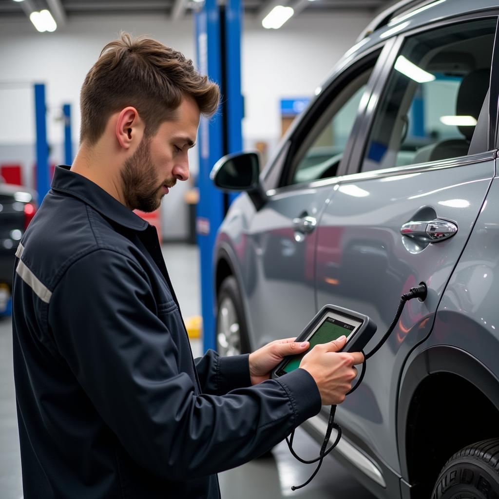 Dealer Service Technician Working on a Car