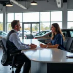 Dealership Service Advisor Discussing Car Maintenance