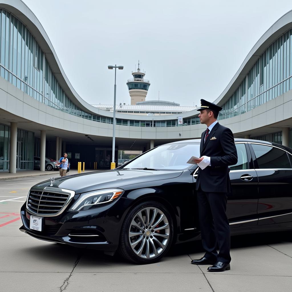 Car service waiting outside Denver International Airport