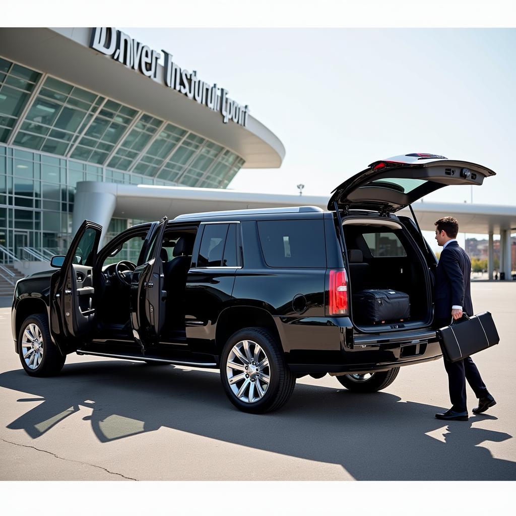 Luxury car service at Denver Airport waiting to transport passengers to Beaver Creek