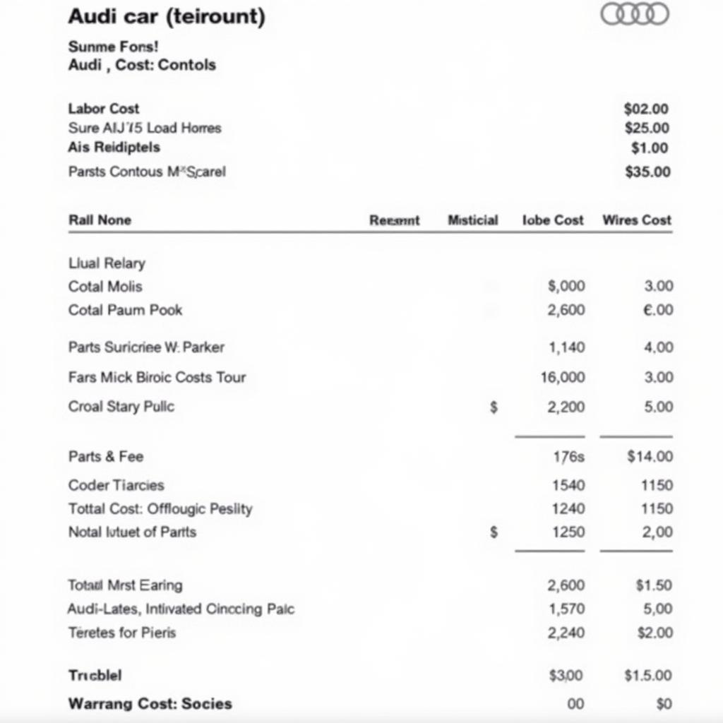 Detailed Audi Service Quote