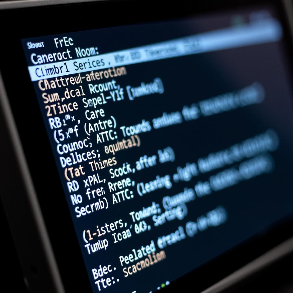 Example of Diagnostic Trouble Codes (DTCs) on a Scanner Screen