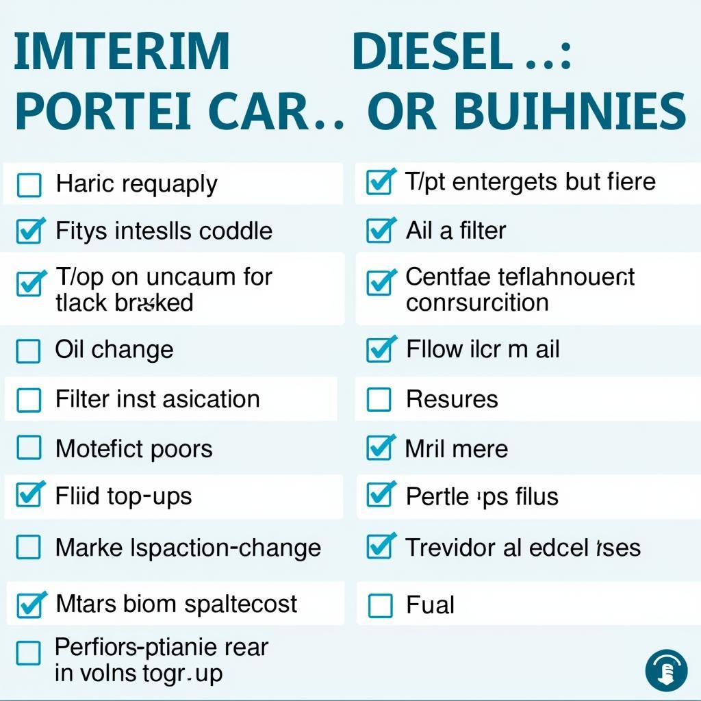 Diesel Car Service Checklist