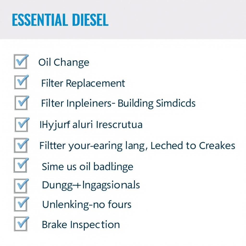 Diesel Car Service Checklist