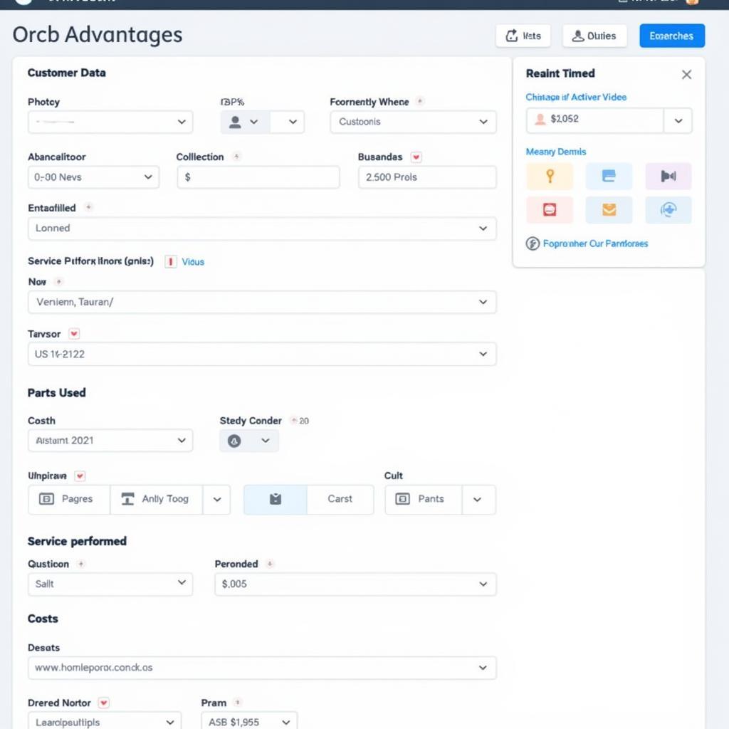 Digital Car Service Job Card Software Interface