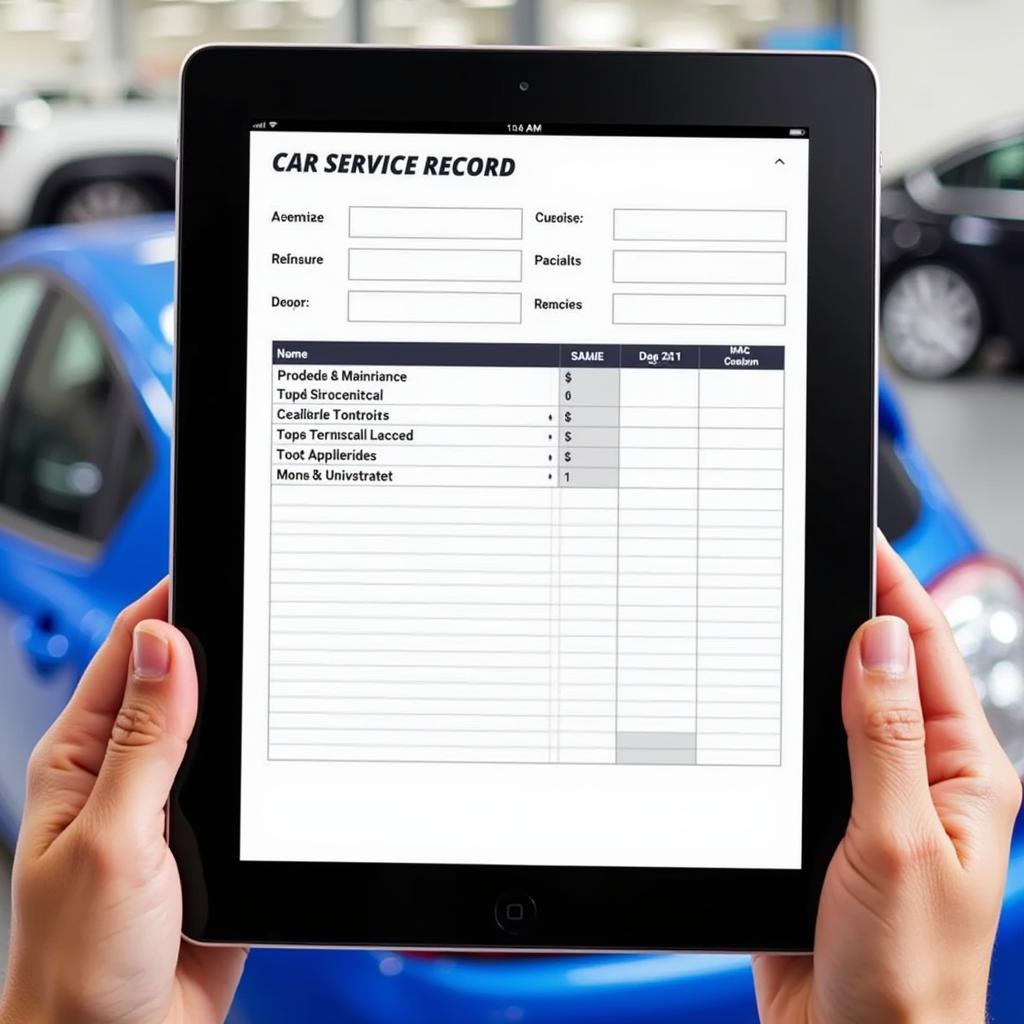 Digital car service record on a tablet