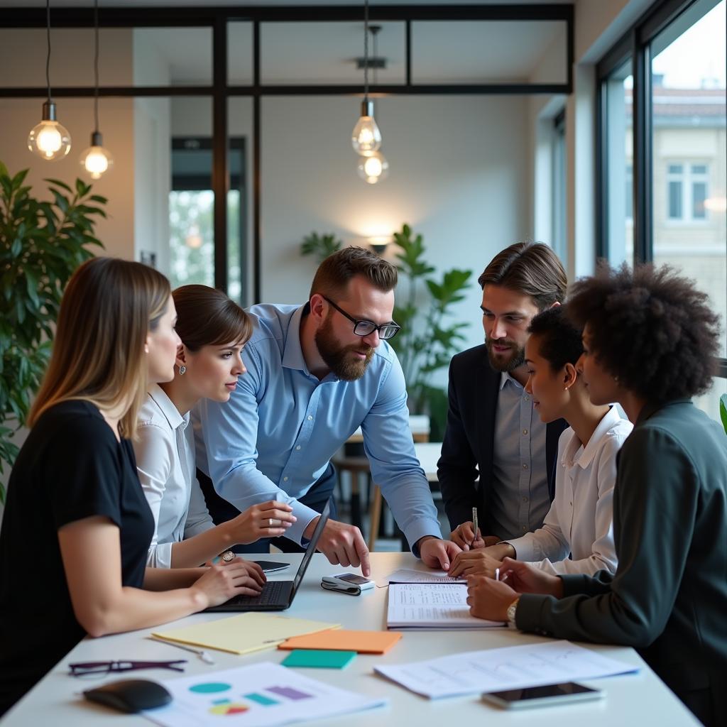 Diverse group of financial professionals collaborating