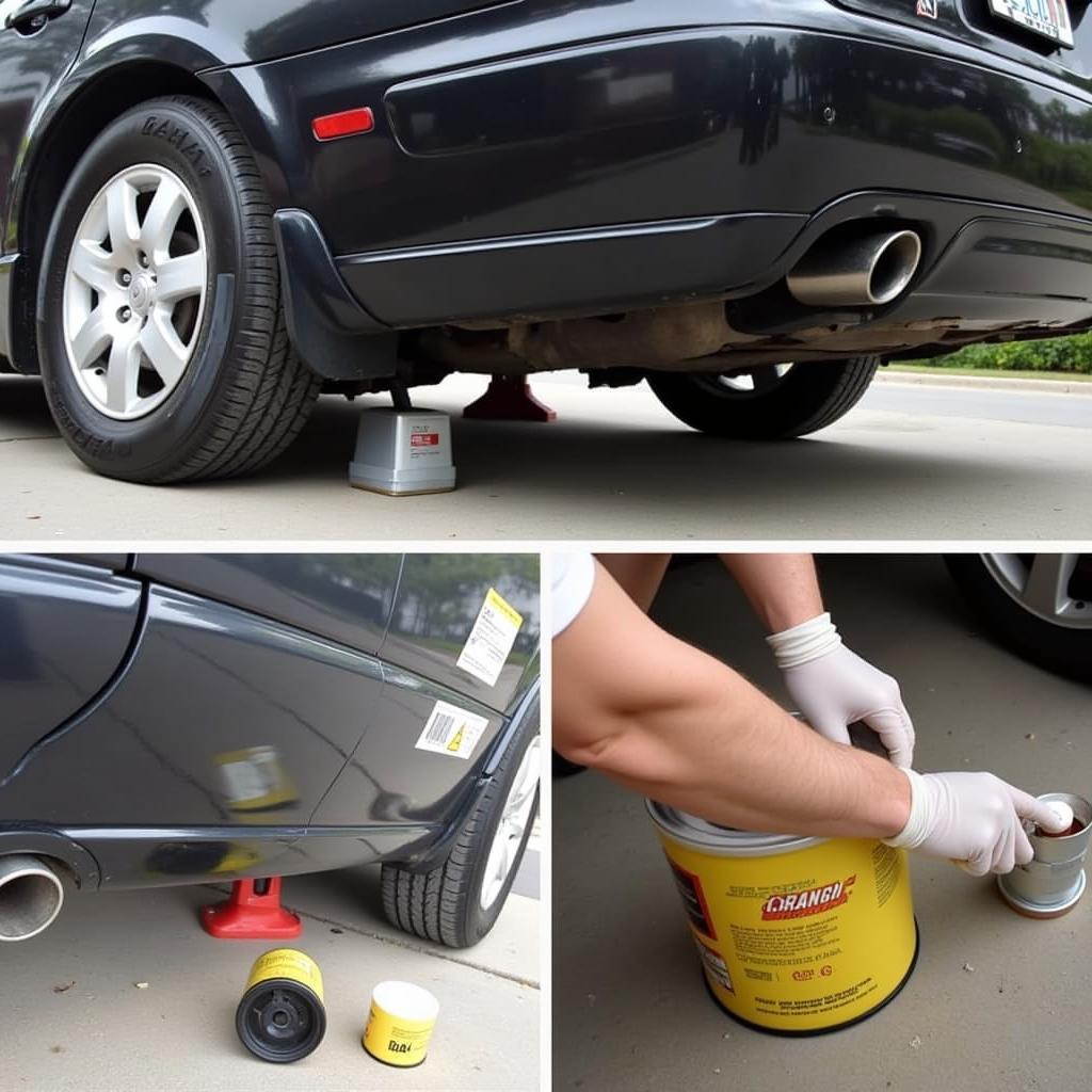 Changing car engine oil and filter