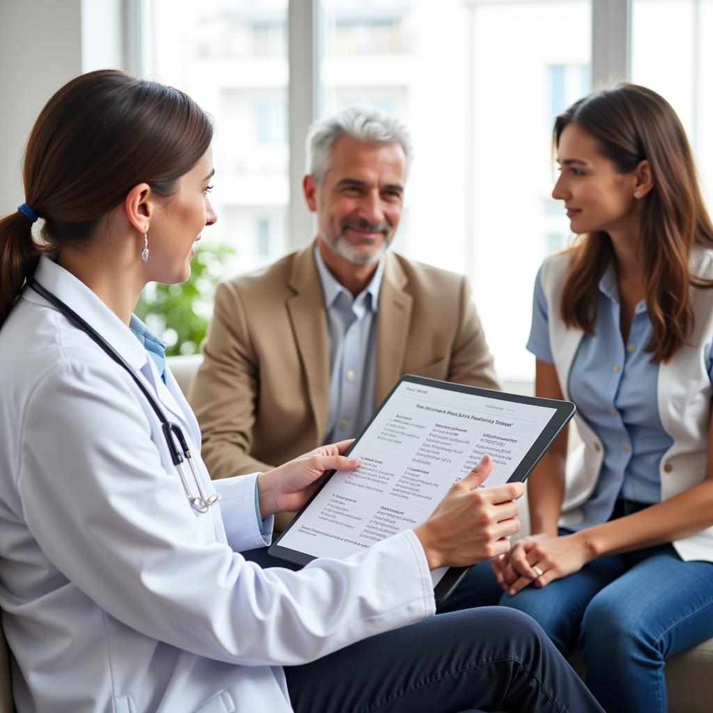 Doctor explaining home health care options to a patient