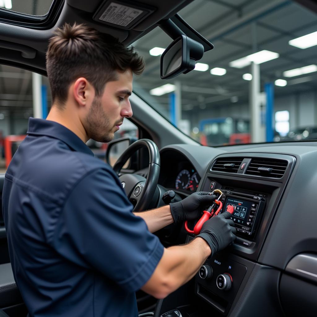 Technician Performing AC Repair on a Car in Doha