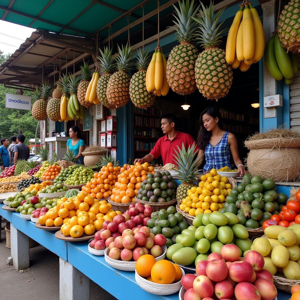 Roadside fruit stand offering fresh local produce in the Dominican Republic.