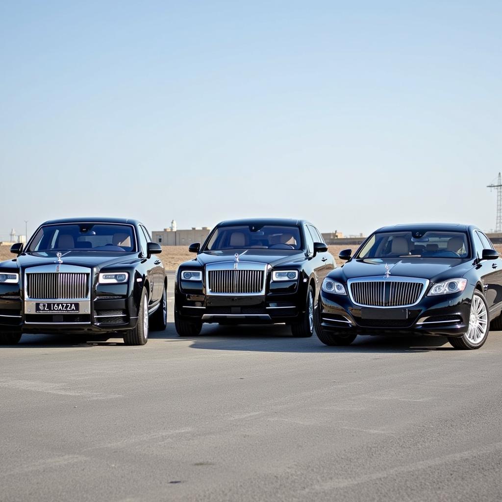 A fleet of luxury cars available for hire in Dubai