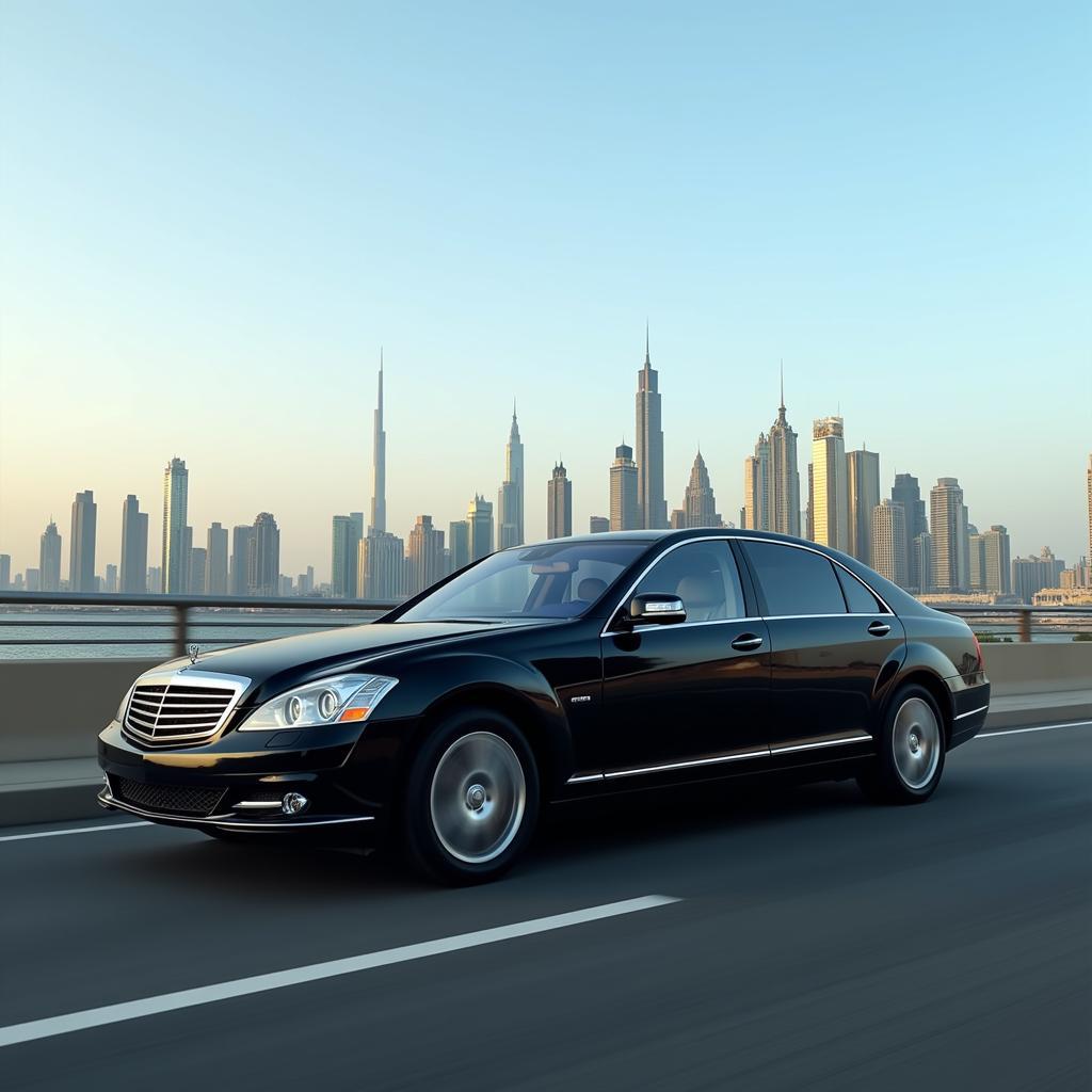 Luxury car service traveling from Dubai to Abu Dhabi