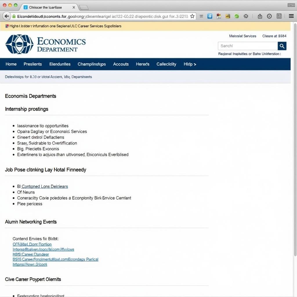 Economics Department Website Career Resources Section