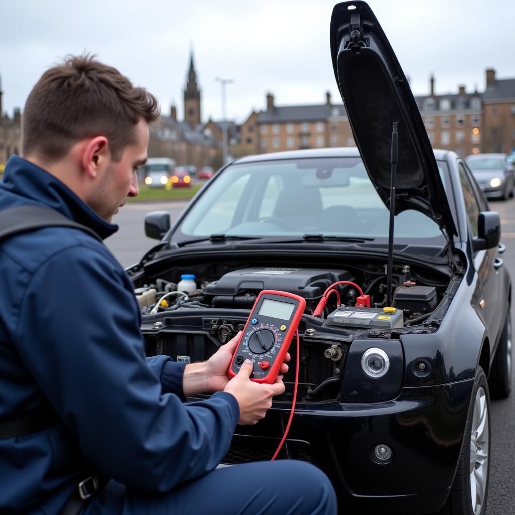 Edinburgh Mobile Mechanic Checking Car Battery