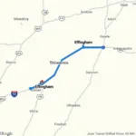 Effingham to Indianapolis Car Service Route Map