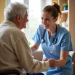 Elderly person receiving compassionate care