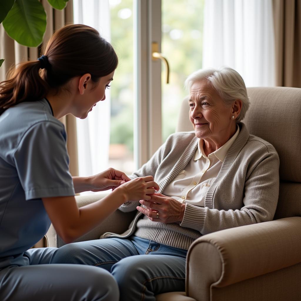 Elderly Woman Receiving Home Care