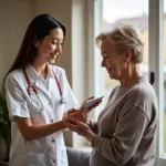 Elderly Woman Receiving Home Care Assistance