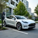 Electric Rental Car at a Charging Station