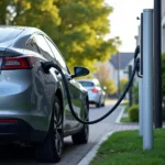 Electric Rental Car at Charging Station