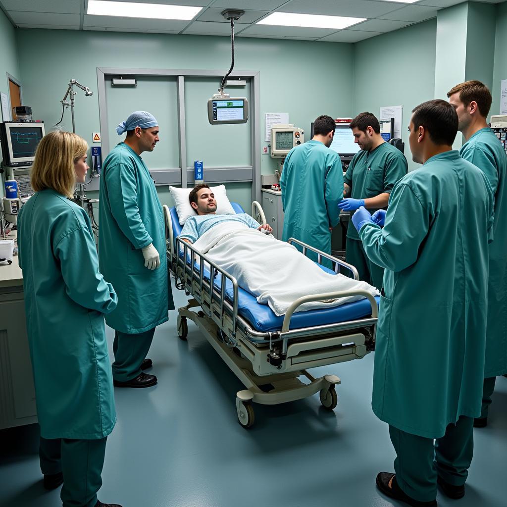 Doctors and Nurses Treating Patient in Emergency Room