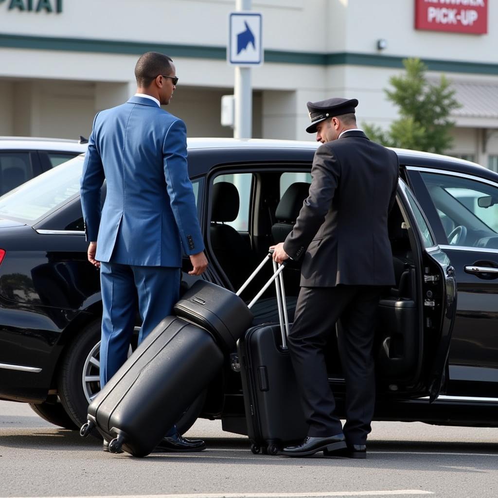 Car service picking up passengers at EWR airport