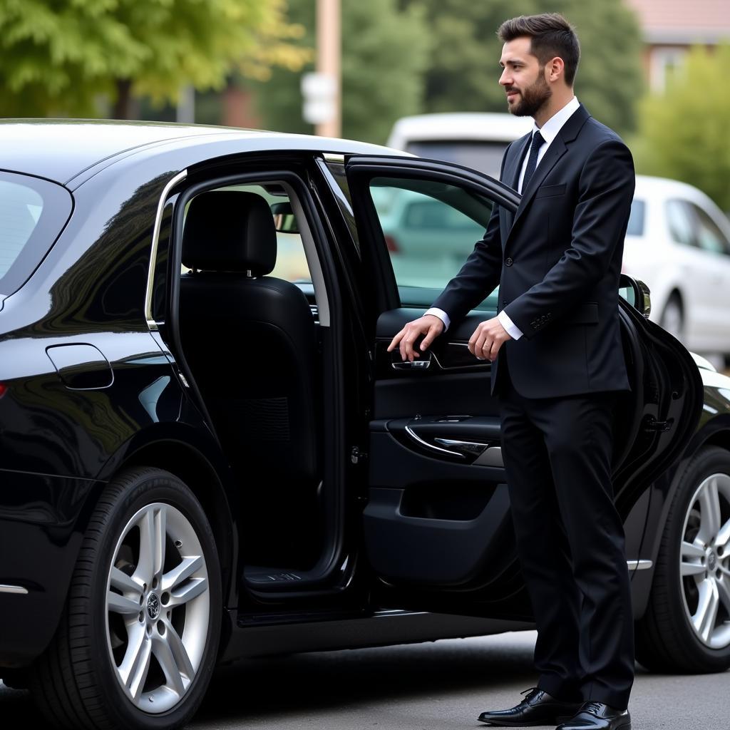 Executive Chauffeur Opening Car Door