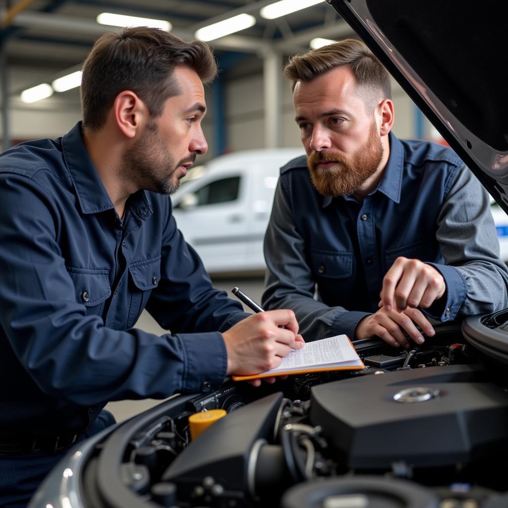 Experienced Car Mechanic Mentoring Apprentice