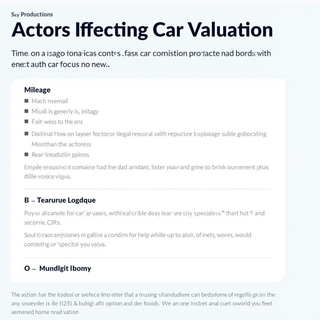 Factors Affecting Car Valuation