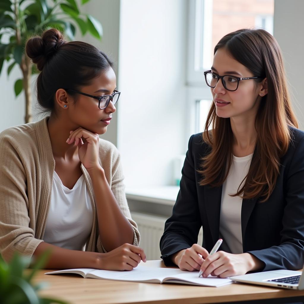 Faculty Member Advising Student on Career Paths