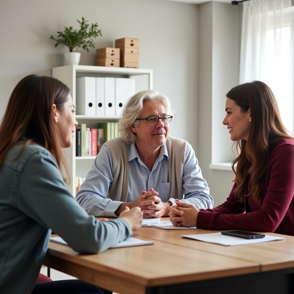 Family discussing aged care options with a senior member