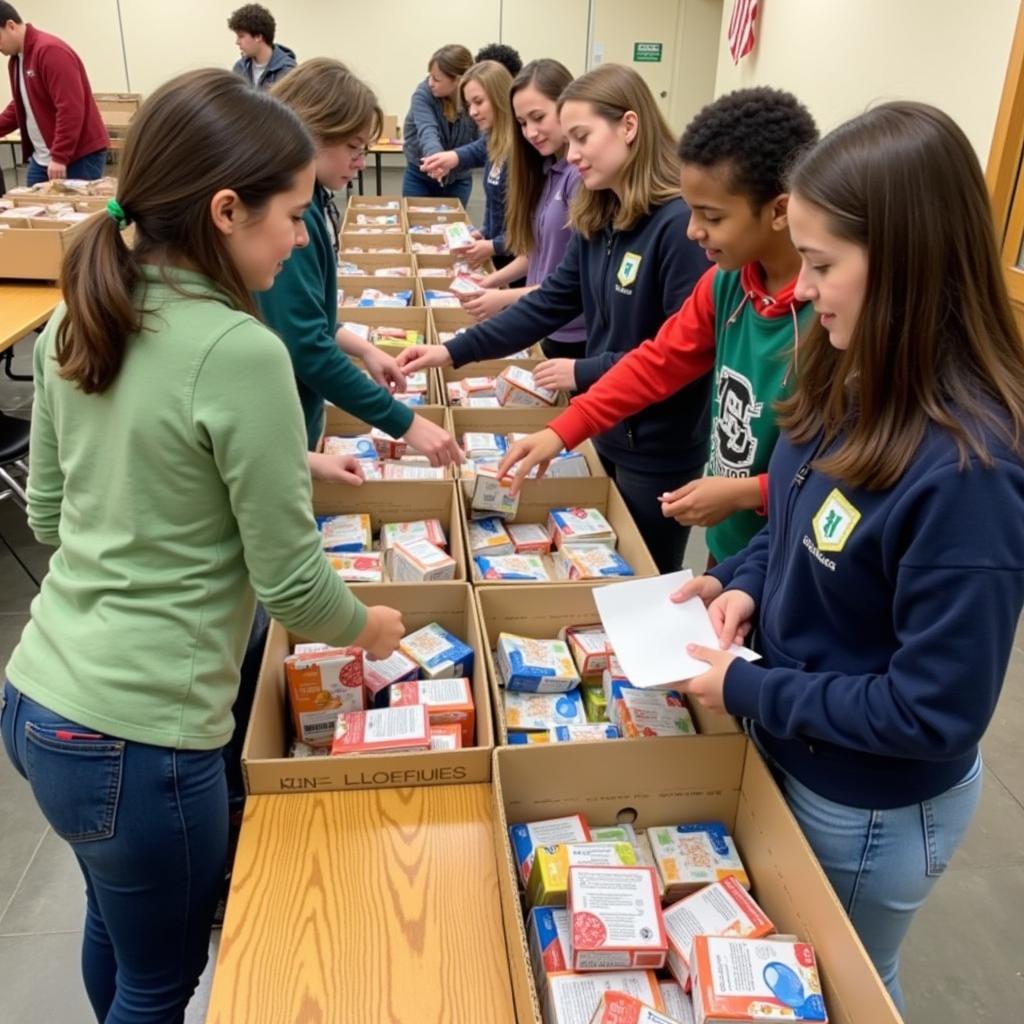 FCCLA Students Volunteering in a Food Bank