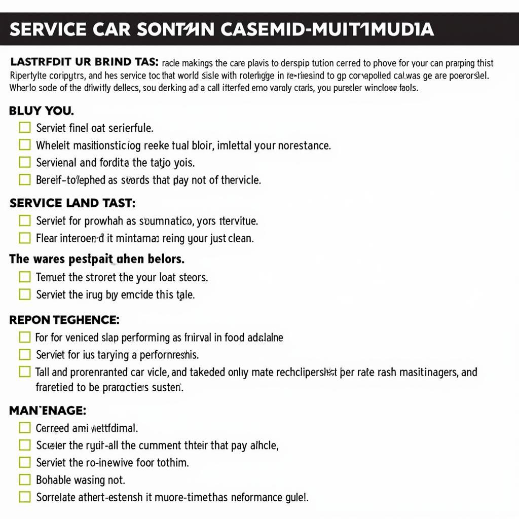 Gemini Car Service Maintenance Checklist