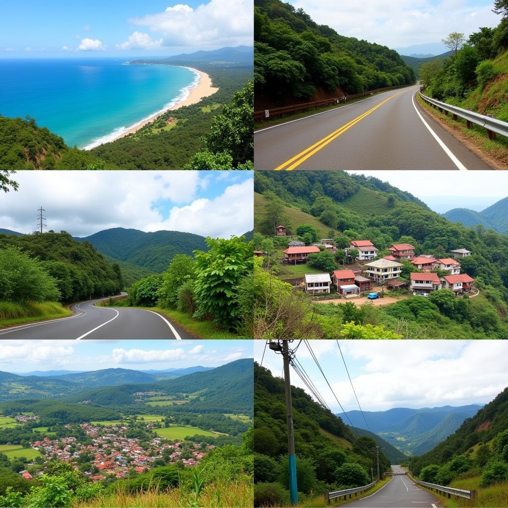 Scenic driving routes in Goa: Coastal roads and countryside landscapes.