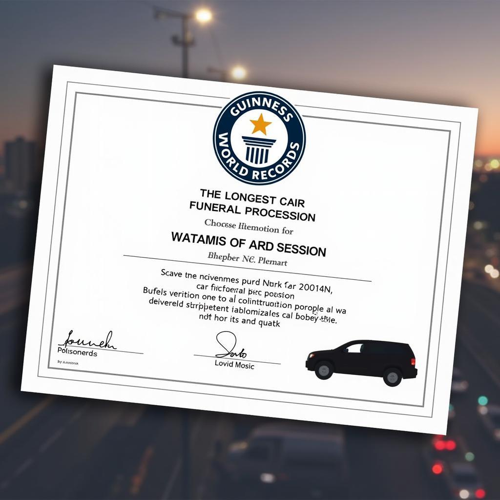 Guinness World Records and Funerals: A stylized image of a Guinness World Records certificate with a funeral procession silhouette in the background.