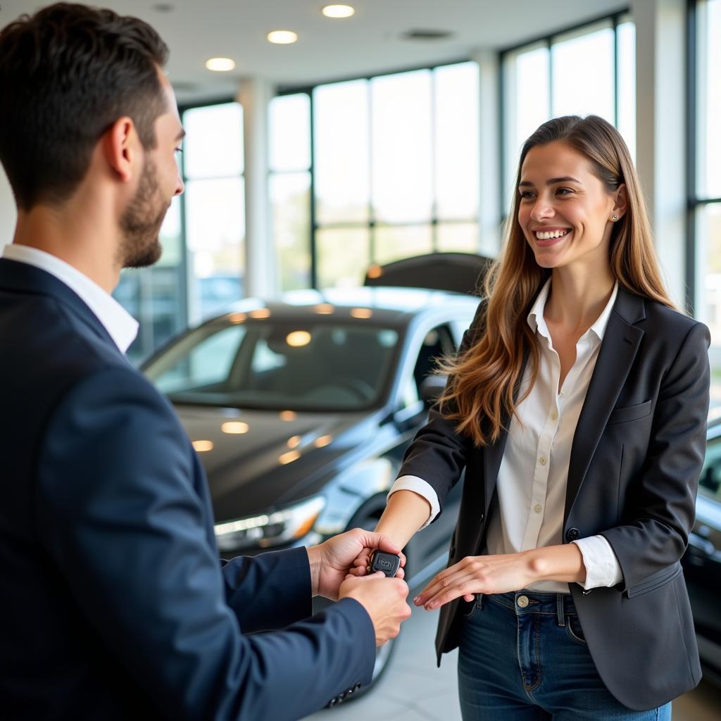 Happy Car Buyer with New Car