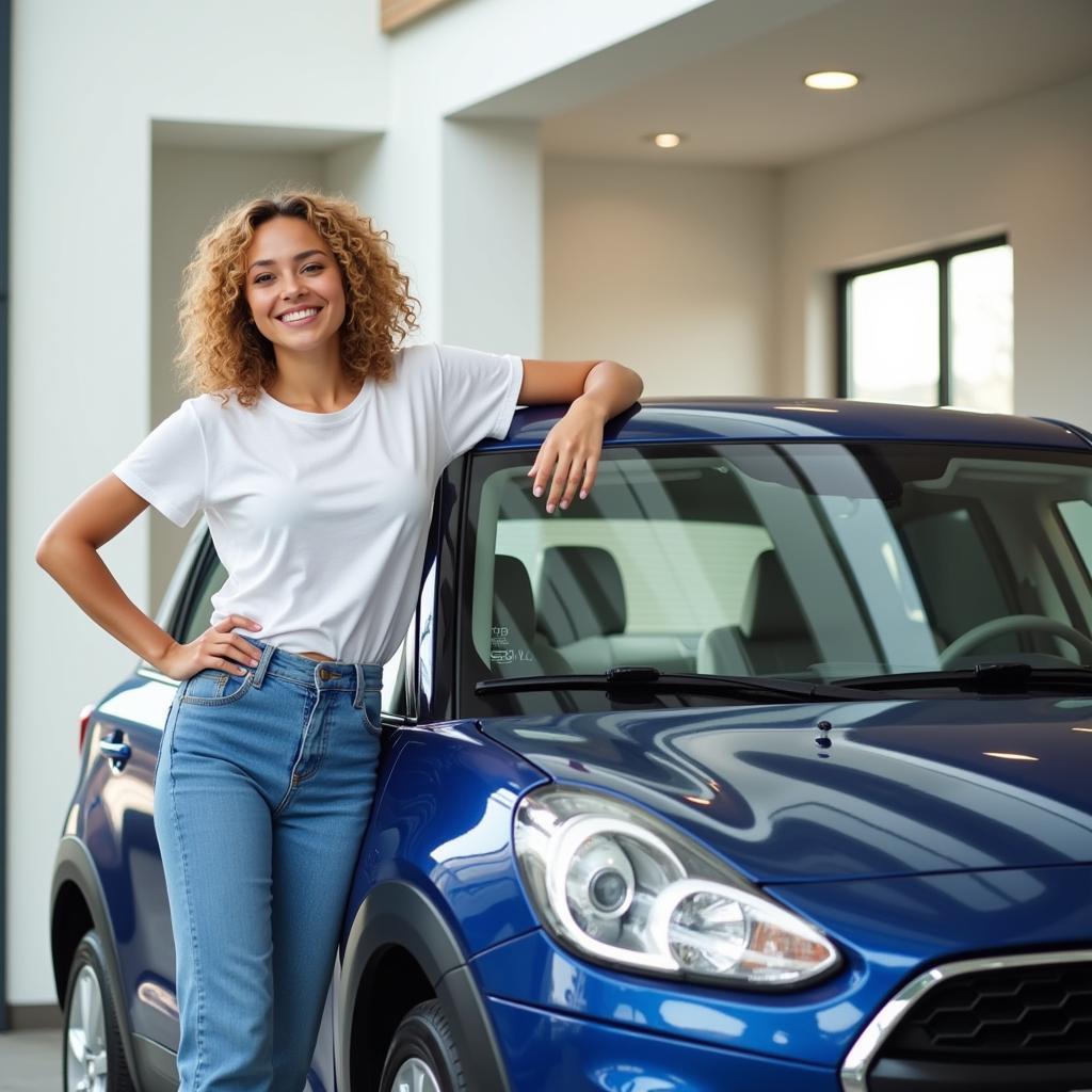 Happy car owner with their new purchase