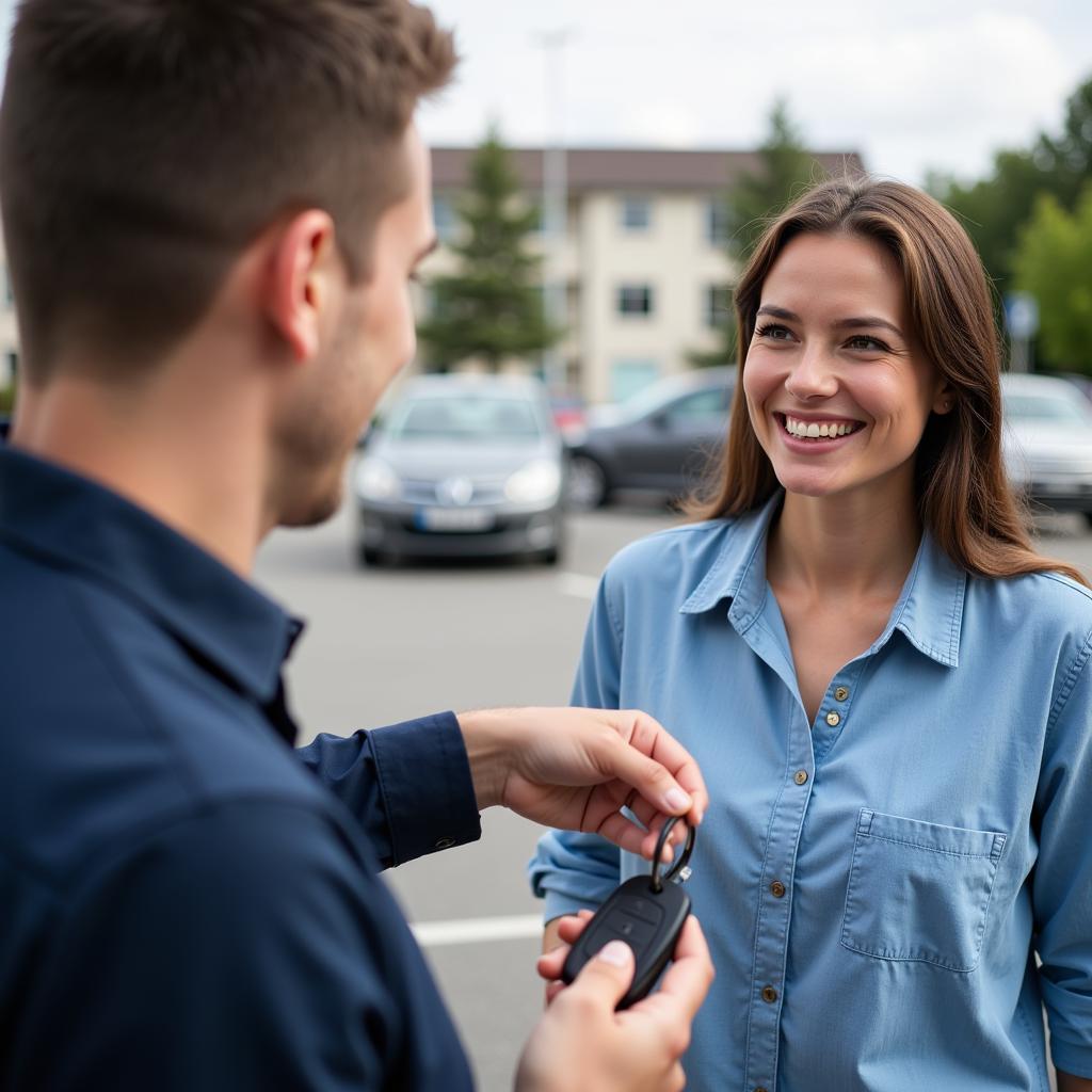 Happy Customer Receiving Car Keys