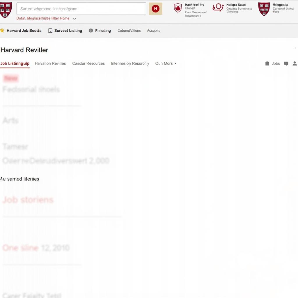 Screenshot of Harvard's online job board.