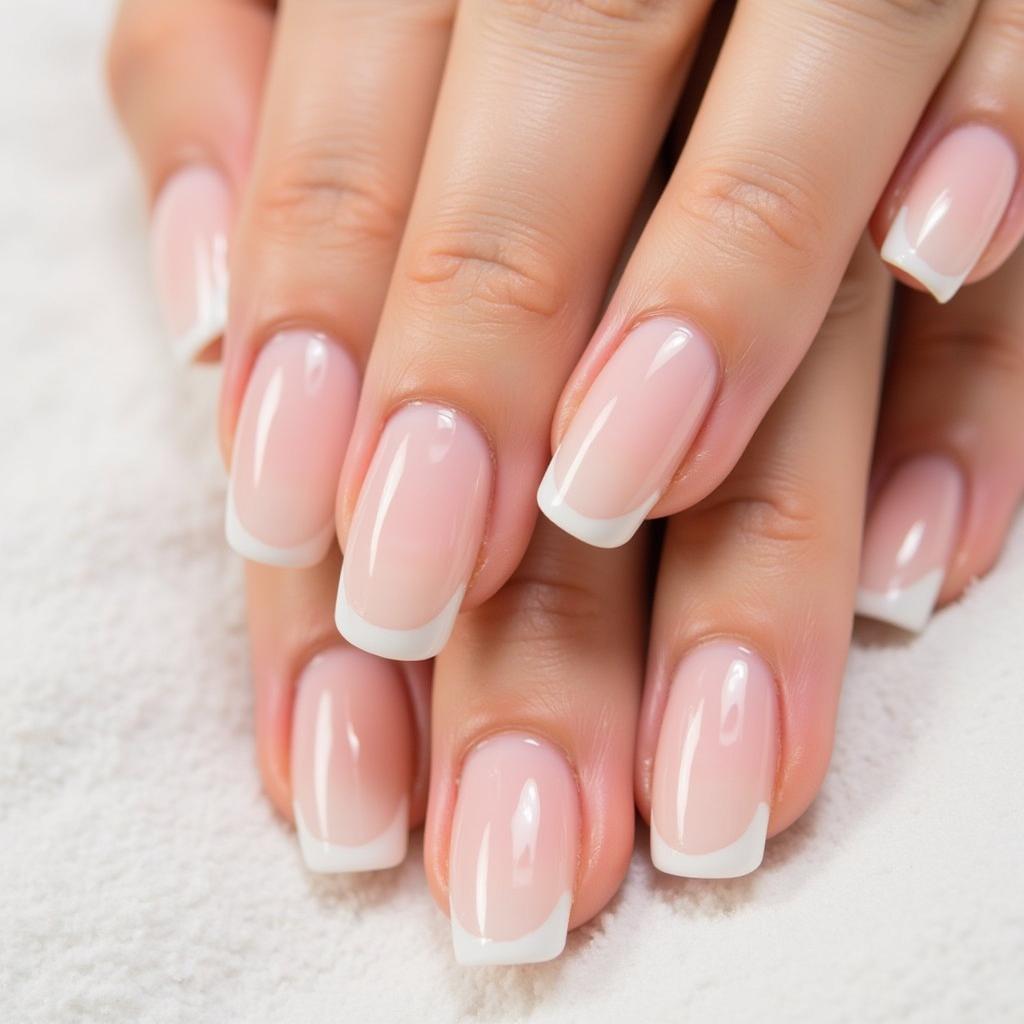 Close-up of healthy nails after a manicure