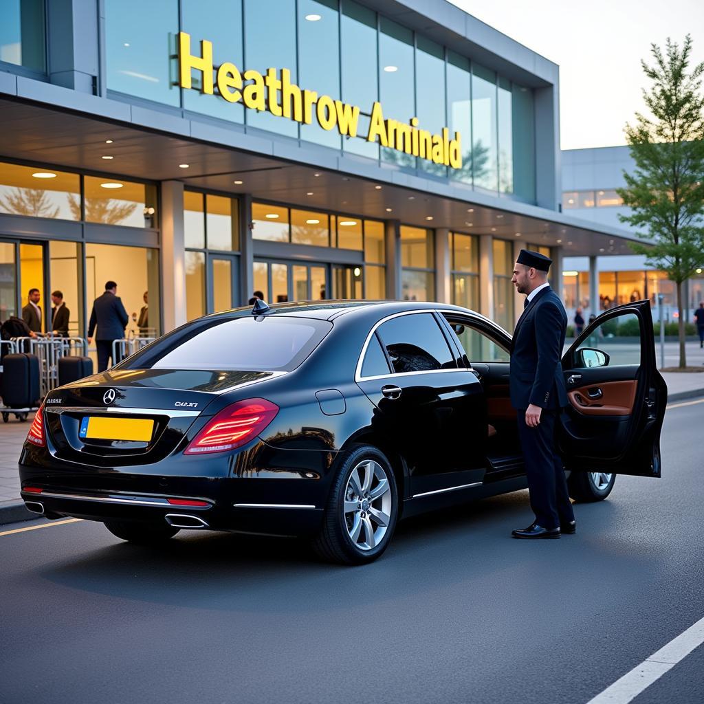 Car service waiting outside Heathrow Airport arrivals