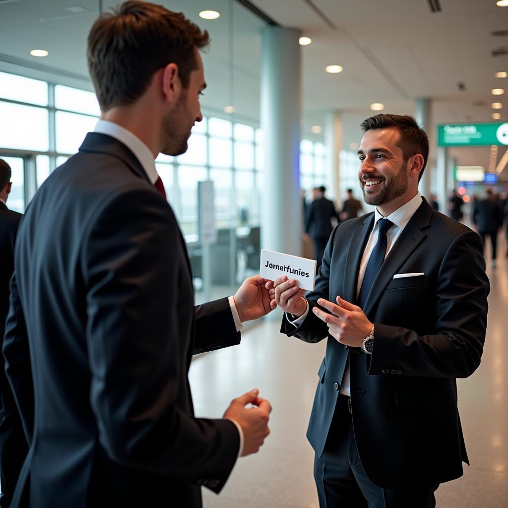 Chauffeur meeting client at Heathrow Airport